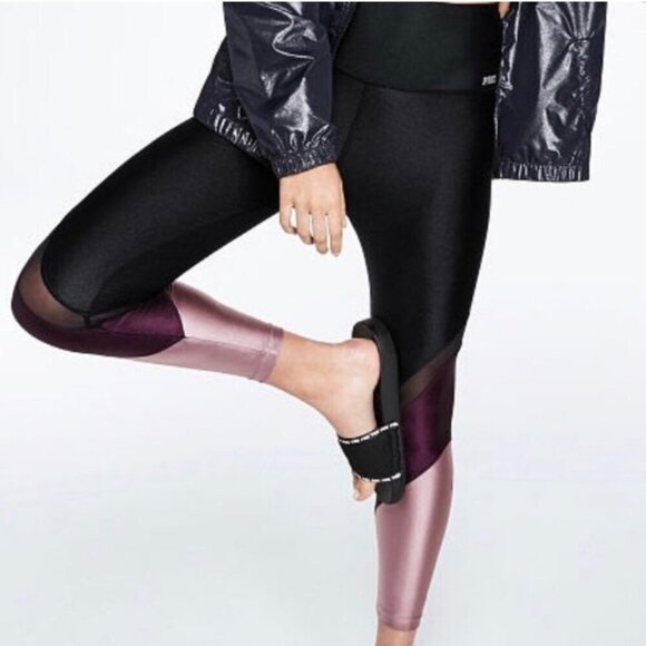 NWOT PINK Victoria's Secret Ultimate High Waisted Tri-colored Legging - Picture 1 of 7